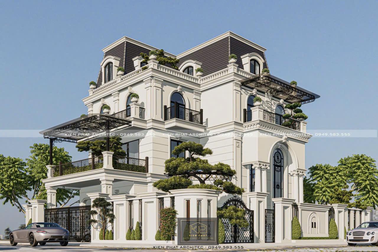 Hệ thống dàn nóng điều hòa trung tâm VRV được lắp đặt tinh tế trên mái biệt thự, ẩn mình không làm ảnh hưởng kiến trúc tổng thể, thể hiện sự sang trọng và hiện đại.